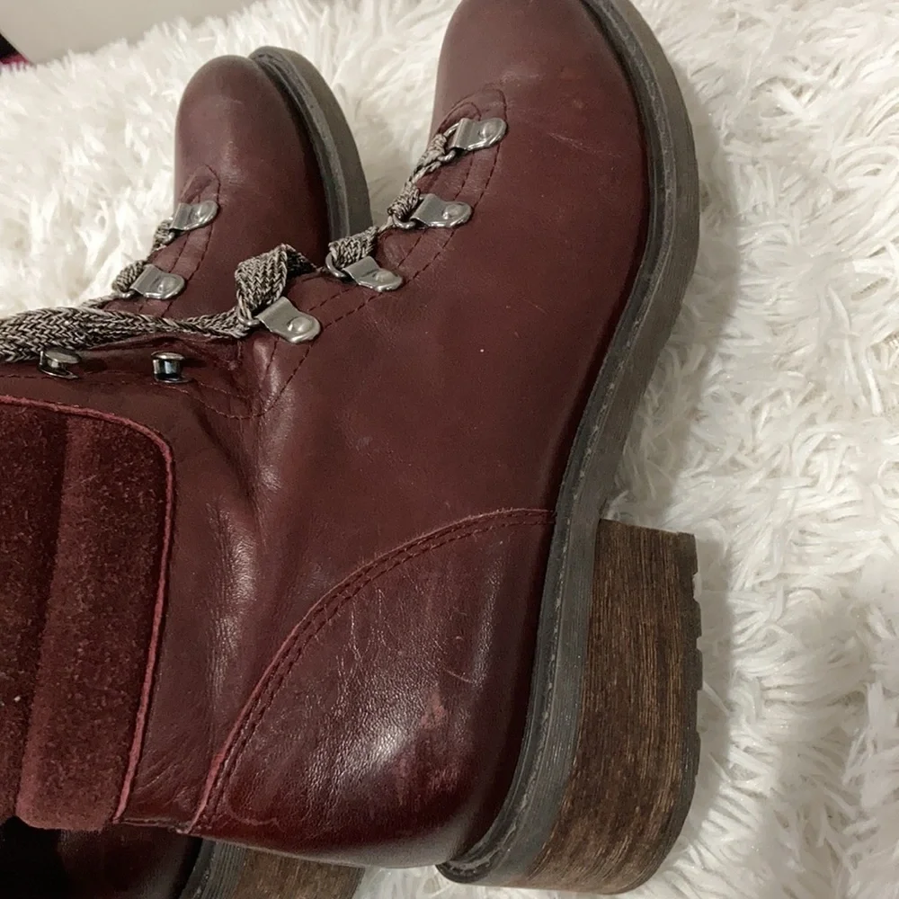 Sam Edelman Darrah Burgundy leather combat boots size 7.5 - Picture 8 of 10